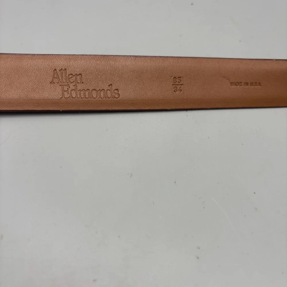 Allen Edmonds Woven Leather Dress Belt 28006 Size 34/85 Brown Brass Made in USA